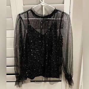 Black Shimmery Going Out Top